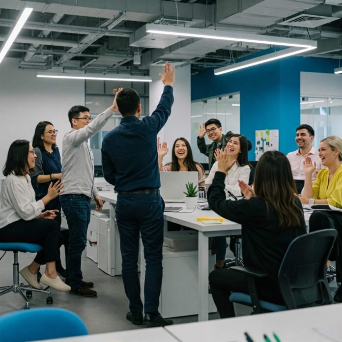 Diverse Team Unity in Modern Office