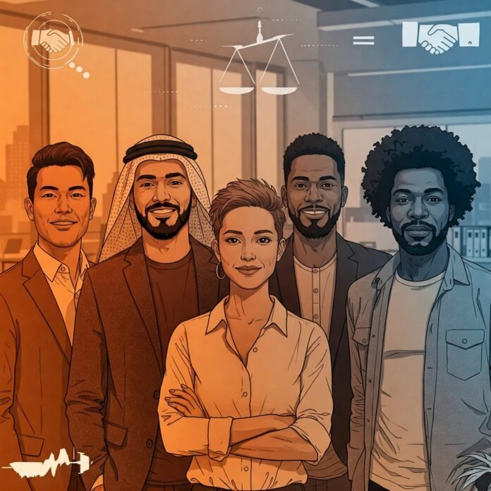 Diverse Team Unity in Modern Office