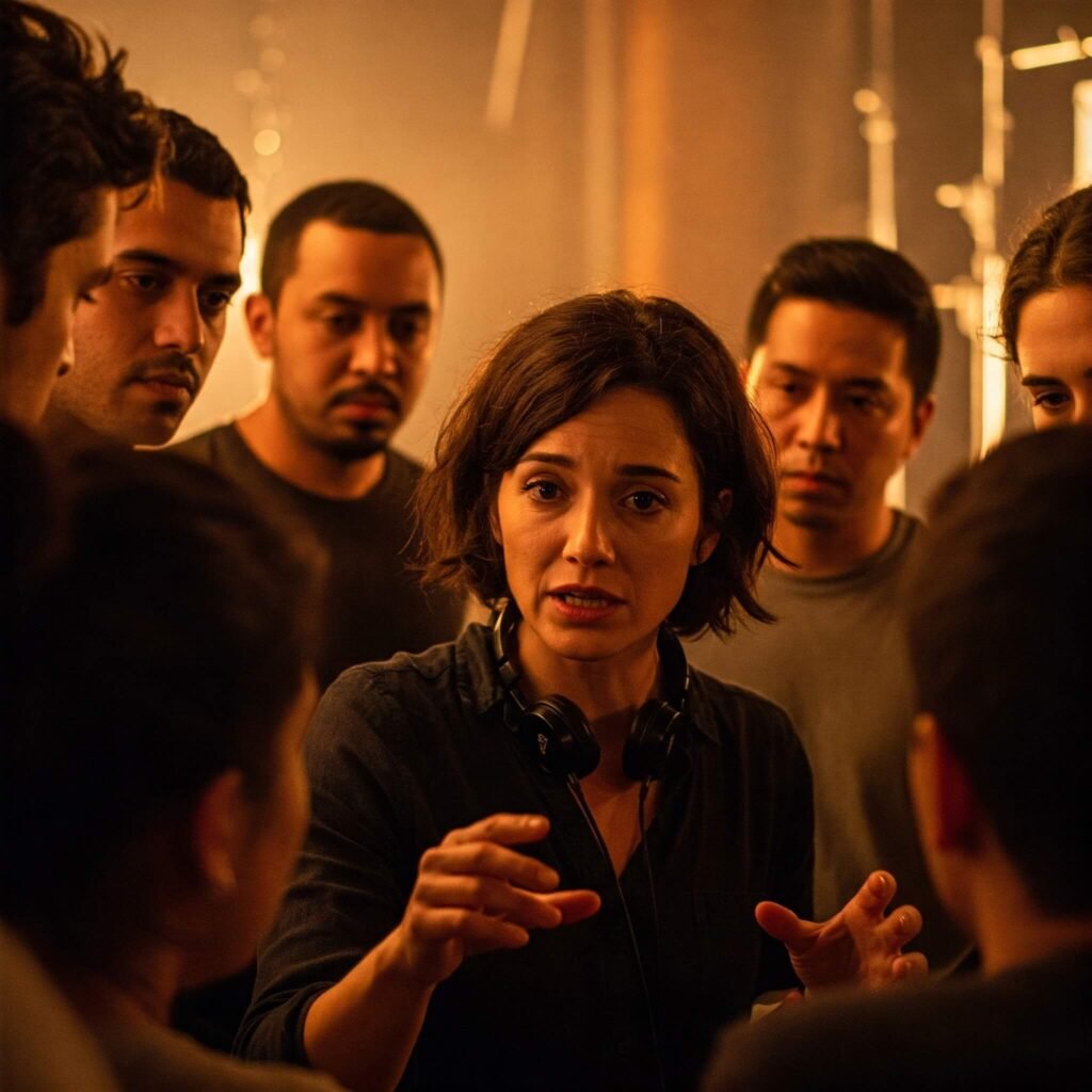 Female Director Leading On Set