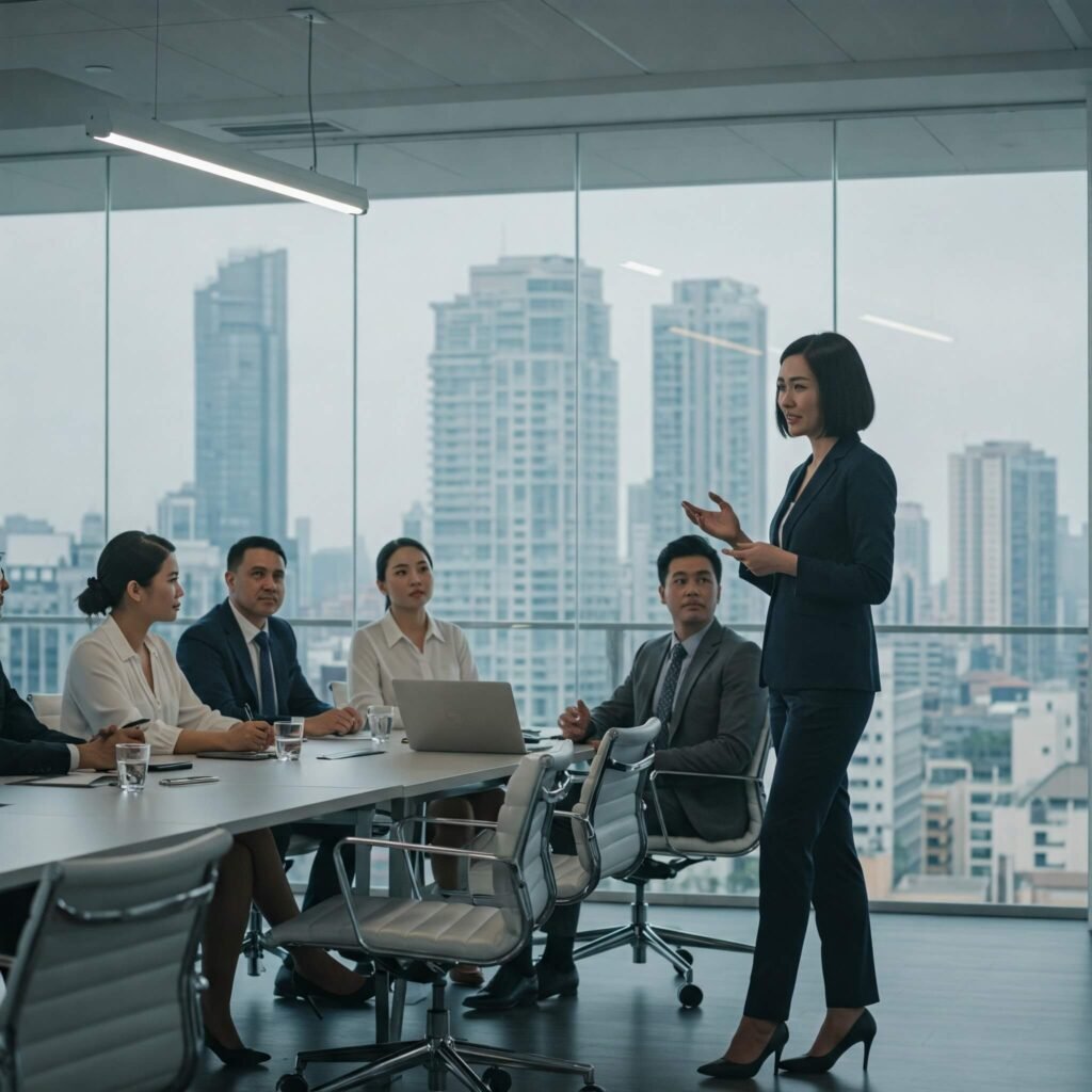 Powerful Female Leader in Boardroom Meeting