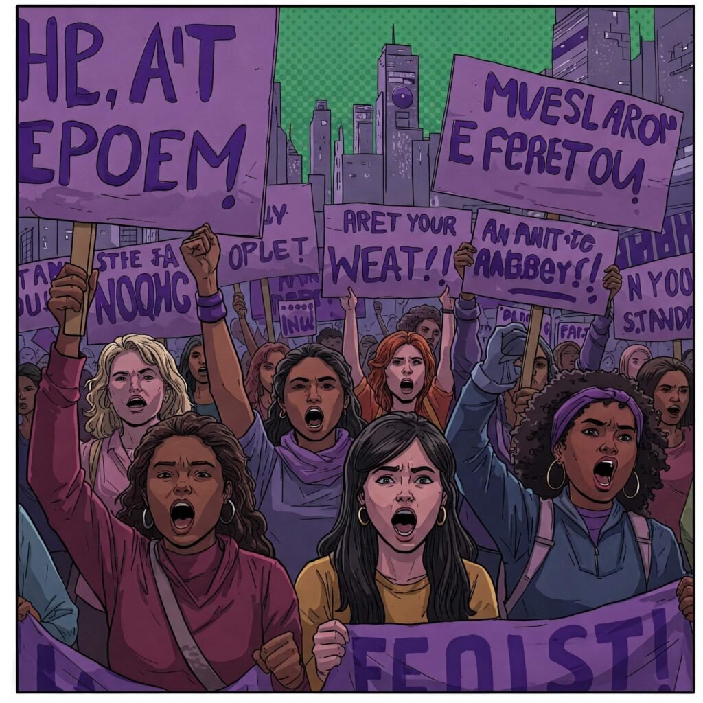 Empowerment Rally: Women United in Purple and Green