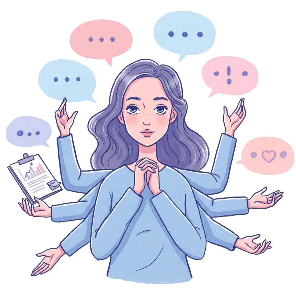 Woman Multitasking with Balanced Lifestyle