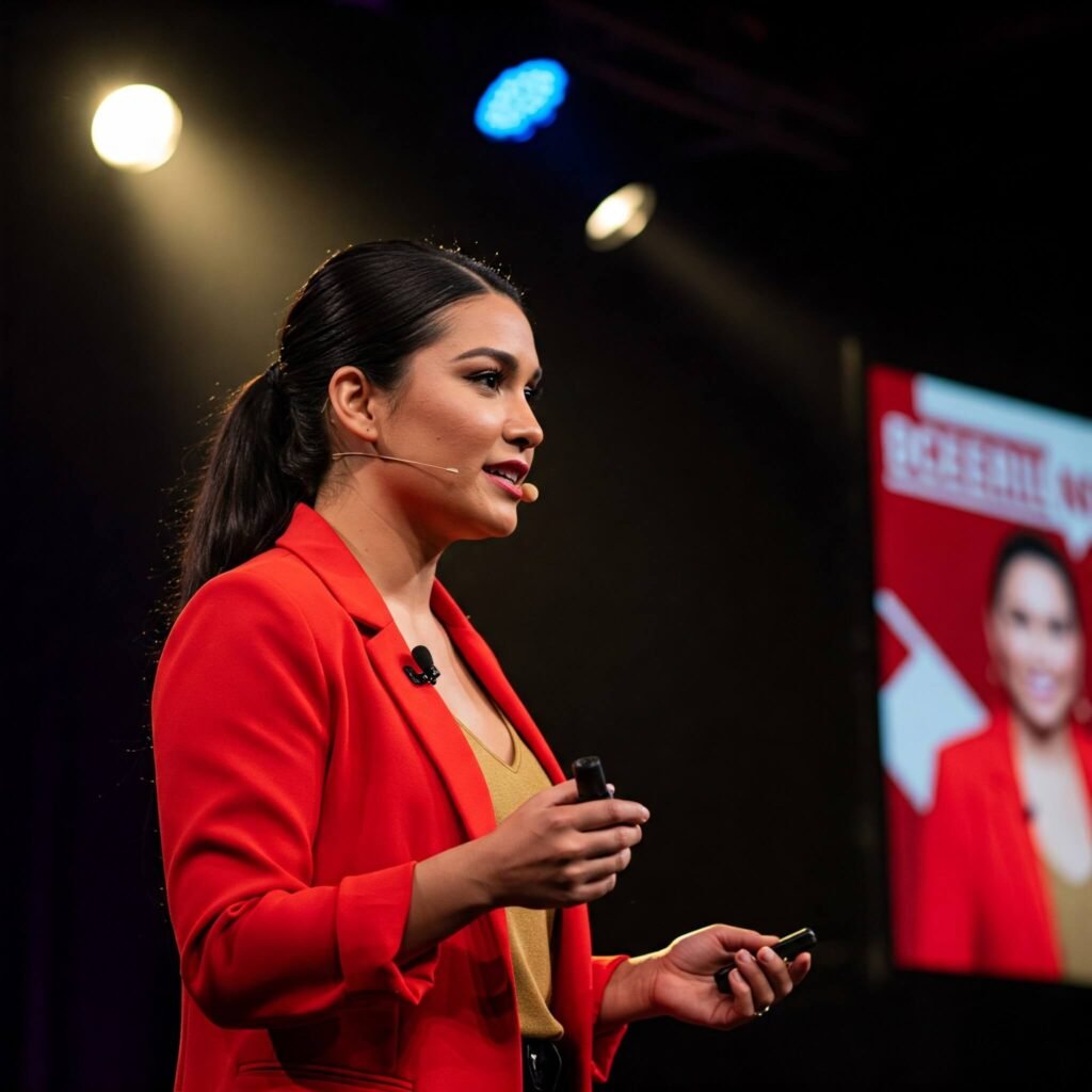 Dynamic Presentation: Confident Woman Leading