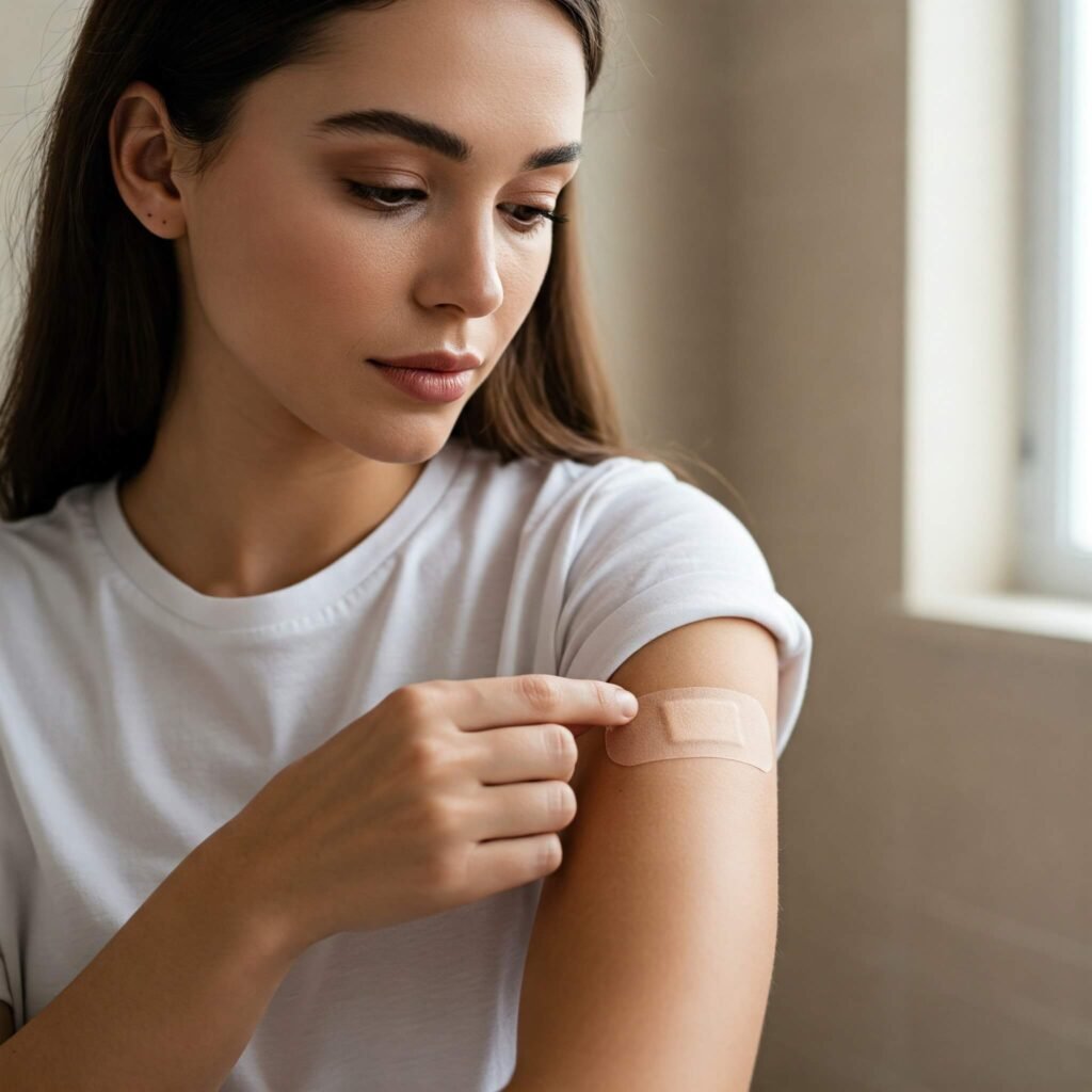 Woman Applying Contraceptive Patch