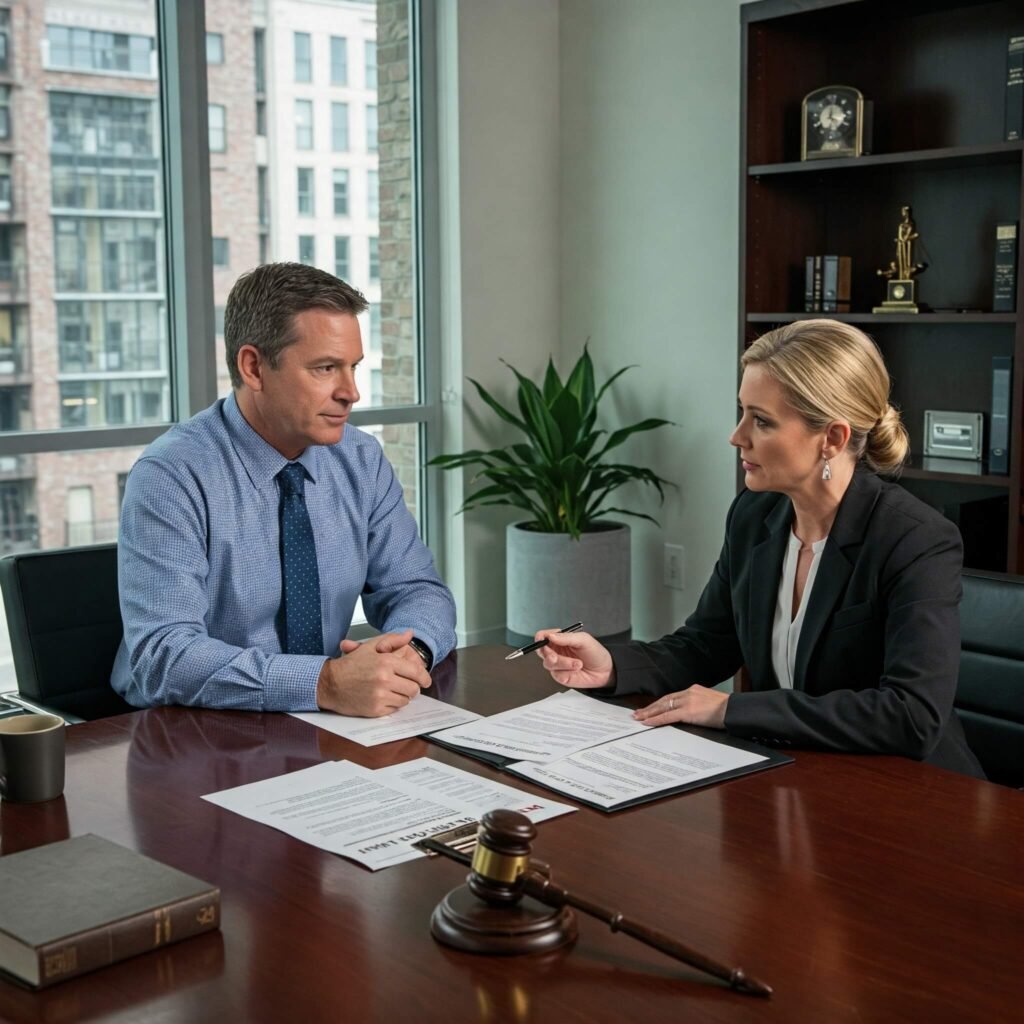 Legal Consultation Meeting in Warm Tones