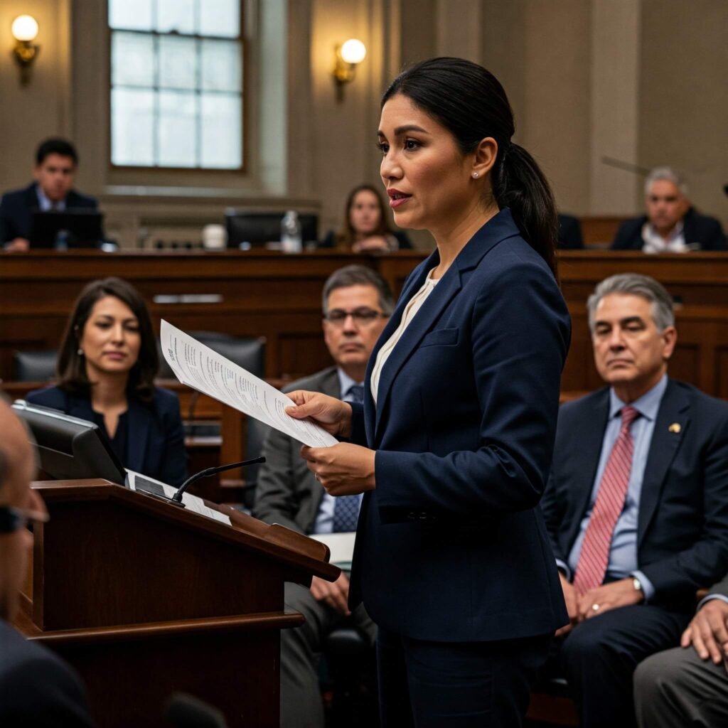 Woman Presenting Policy Brief to Lawmakers