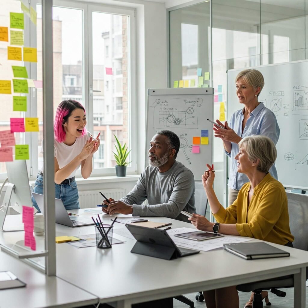 Diverse Creative Team: Modern Office Brainstorming