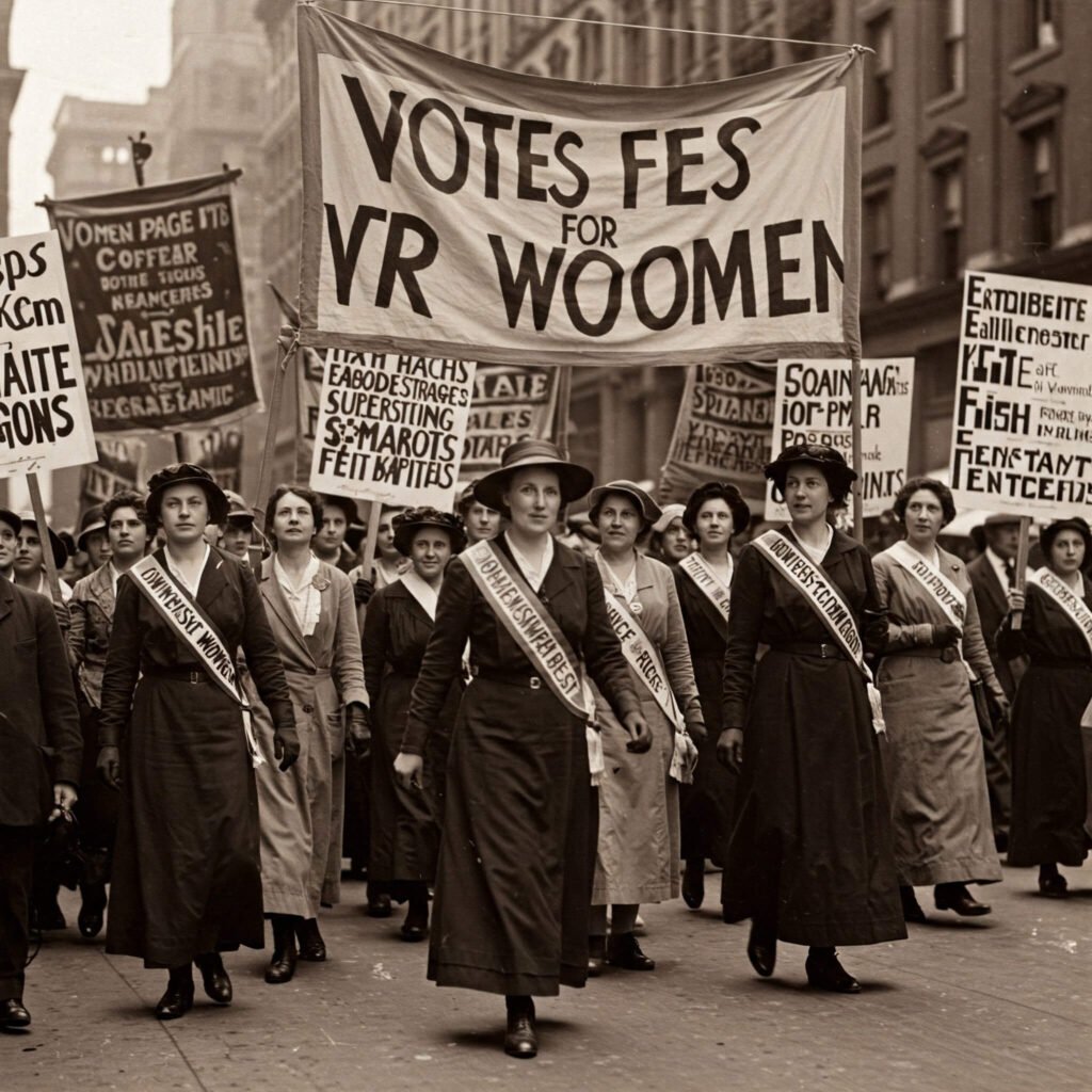 1913 Suffrage Parade: Women Marching
