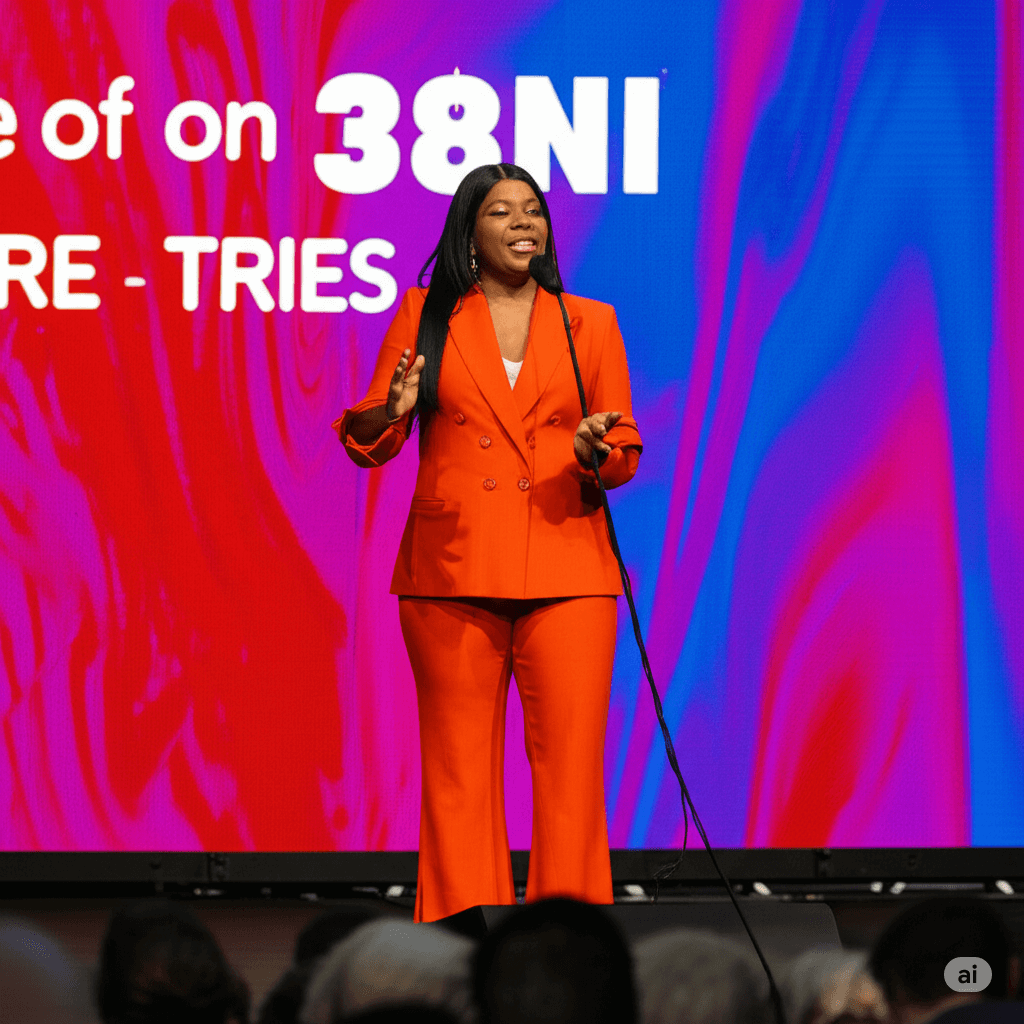 Dynamic Female Speaker at Conference