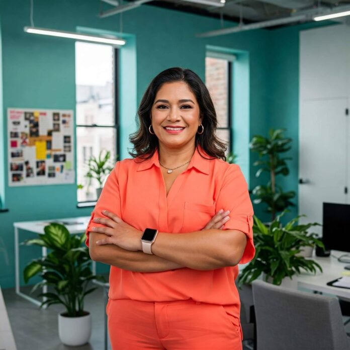 Confident Entrepreneur in Bold Office