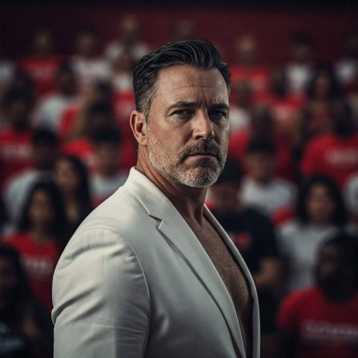 Confident Individual Against Blurred Crowd