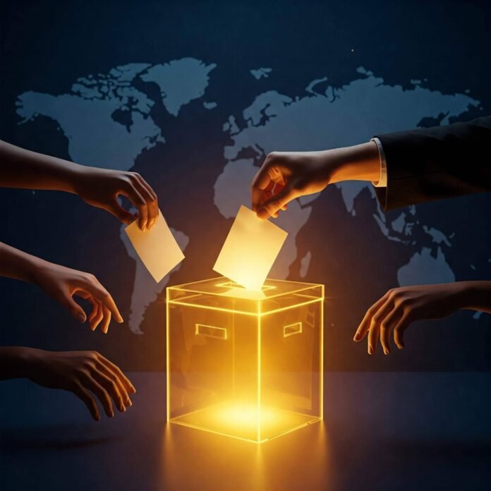 Glowing Ballot Box: Hope & Empowerment