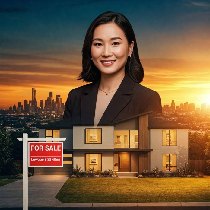 Modern Home for Sale with Confident Woman Modern Home for Sale with Confident Woman