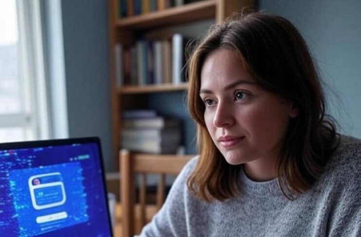 Back to School: Adult Education Options for Women Chaotic Ohio kitchen table with laptop glitch, crumpled notes, chipped mug, glittery hair tie.