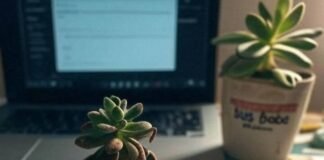 Learn, Earn, Empower: Top Online Courses for Women Blurry desk with laptop, chipped "Boss Babe" mug, sad succulent, sticky notes, spilled coffee.