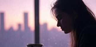 From Manager to CEO: Steps Every Woman Should Know Woman silhouette, chipped mug, messy desk, faint city skyline.