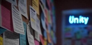 These Companies Are Leading the Charge for Equality Blurred bulletin board with equality flyers, rainbow-laced sneakers, neon "Unity" sign, paper cranes.