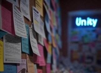 These Companies Are Leading the Charge for Equality Blurred bulletin board with equality flyers, rainbow-laced sneakers, neon "Unity" sign, paper cranes.