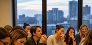 Why More Women Over 30 Are Going Back to School? Women over 30 in a classroom, some writing, some laughing.