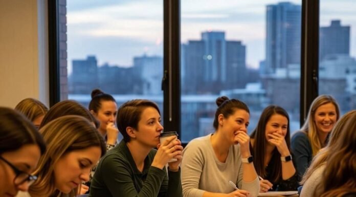 Why More Women Over 30 Are Going Back to School? Women over 30 in a classroom, some writing, some laughing.