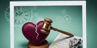 Domestic Violence and the Law: What’s Changing in 2025 Polaroid: gavel on broken heart, document, hands snapping rusty chains, clock gears.