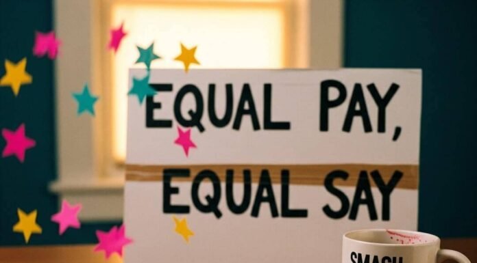 Understanding Feminist Policy in Today’s Political Climate "Feminist desk with 'Equal Pay, Equal Say' sign and 'Smash the Patriarchy' mug.""Feminist desk with 'Equal Pay, Equal Say' sign and 'Smash the Patriarchy' mug."